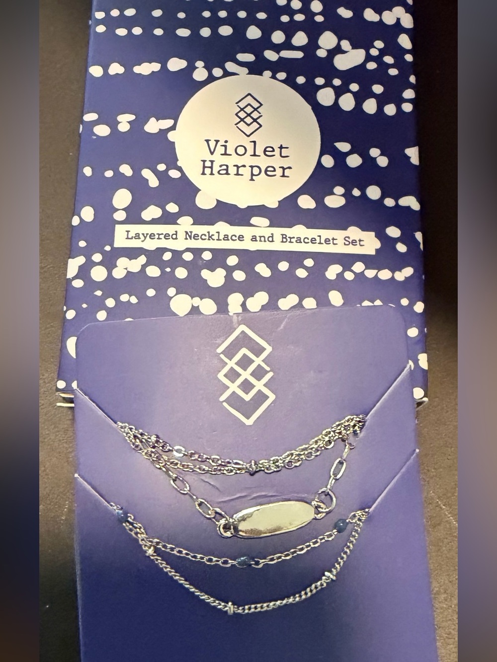 Violet Harper Silver tone Layered Necklace & Bracelet Set J2 NIB